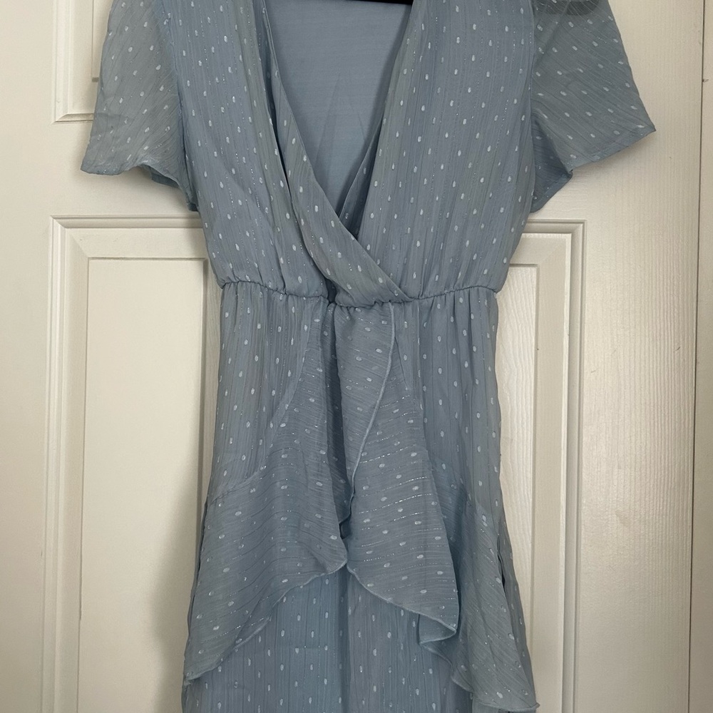Elegant Blue Wrap Dress